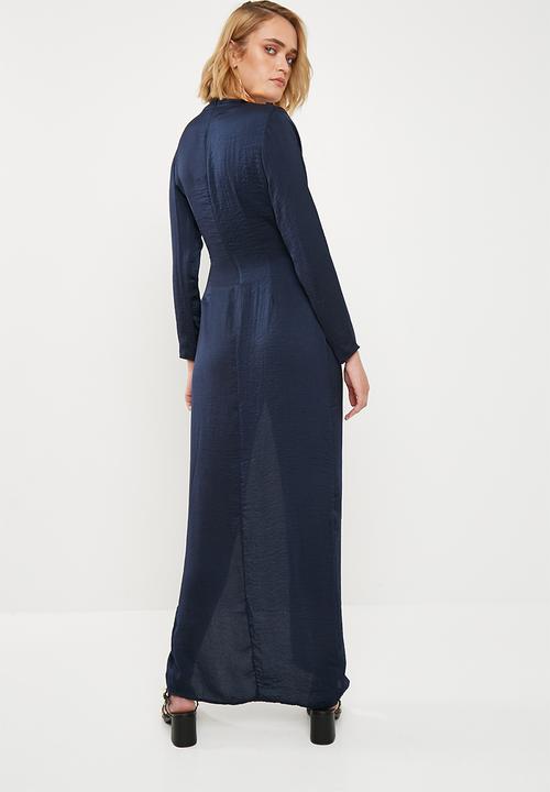 Missguided - Wrap front maxi dress - navy