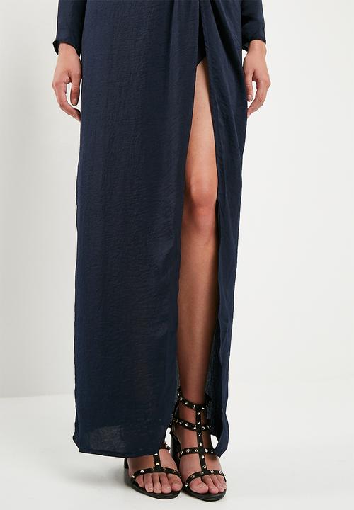 Missguided - Wrap front maxi dress - navy