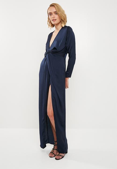 Missguided - Wrap front maxi dress - navy