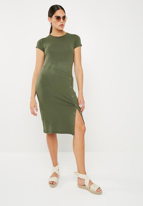 Superbalist - Popper tee dress - khaki