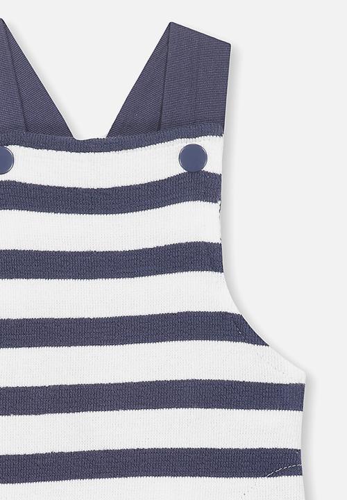 Cotton On - Timmy short leg all in one  - navy & white stripe