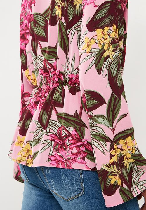 Missguided - Drape front plunge blouse tropical - multi