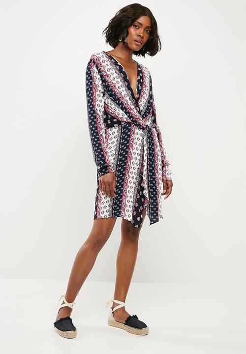 Missguided - Knot front dress unlined ethnic - multi