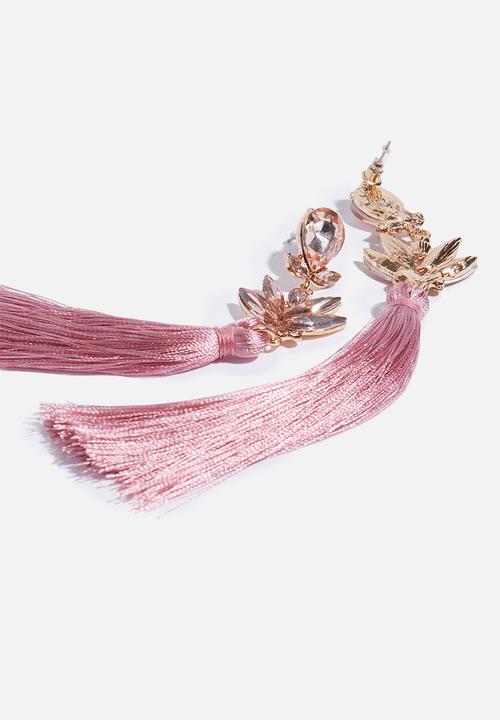 Superbalist - Flower tassel earrings - pink