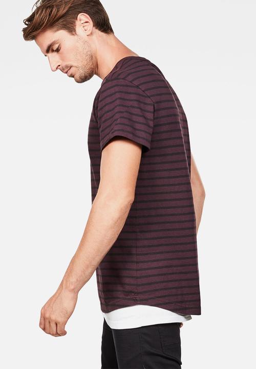 G-STAR - Starkon stripe tee - maroon & black