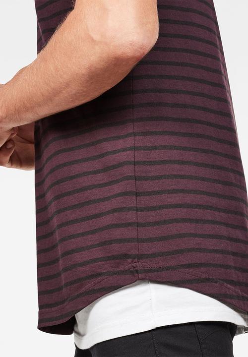 G-STAR - Starkon stripe tee - maroon & black