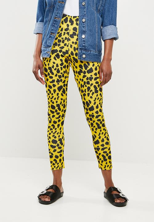 yellow leopard pants
