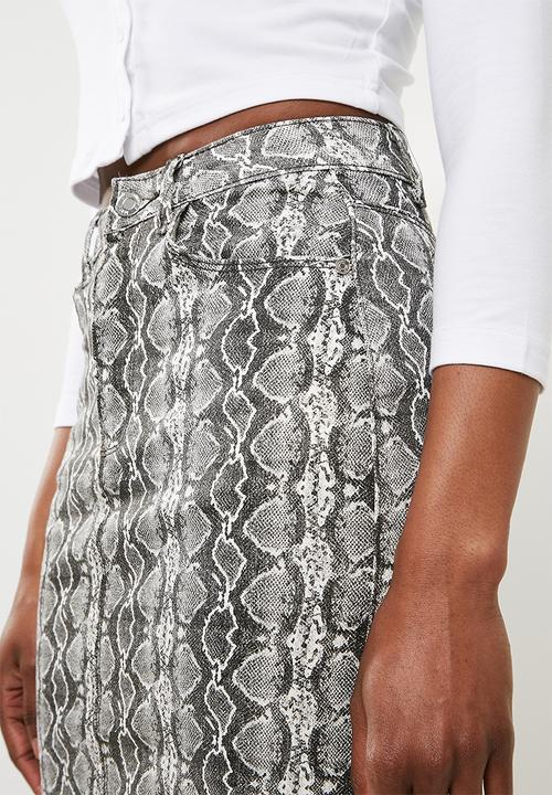 Missguided - Snake print super stretch skirt - grey