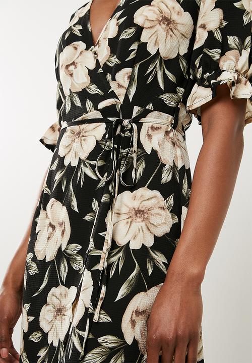Missguided - Crepe floral wrap over mini dress - multi