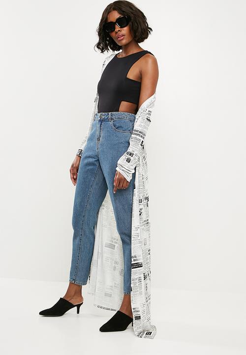 Missguided - Tab side crew neck bodysuit - black 