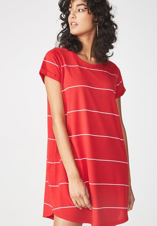 red cotton t shirt dress