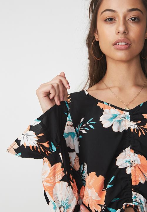 Cotton On - Willow summer rouched front blouse -  black 