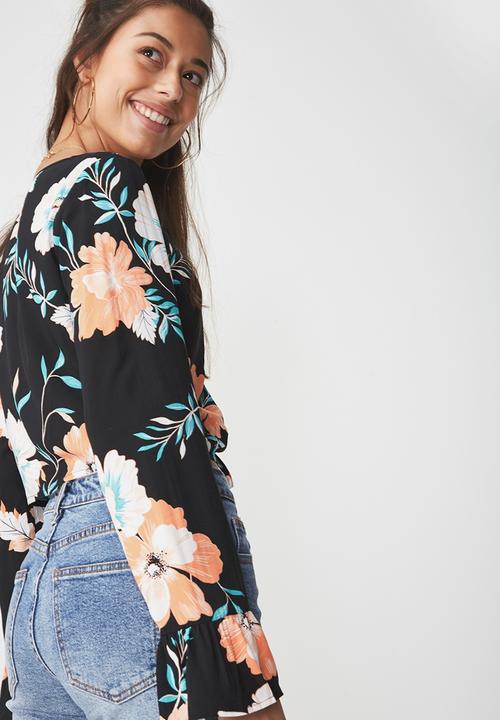 Cotton On - Willow summer rouched front blouse -  black 
