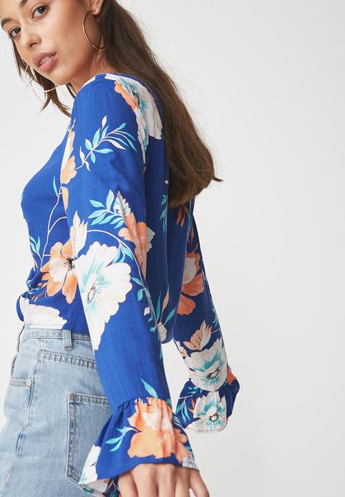 Cotton On - Willow summer rouched front blouse - blue 