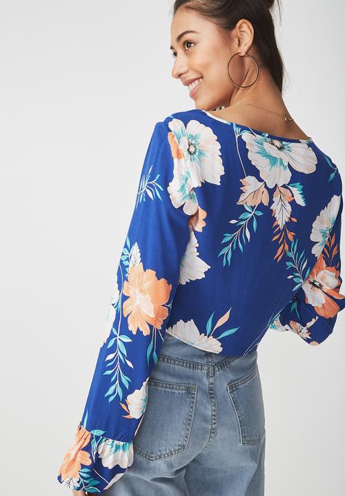 Cotton On - Willow summer rouched front blouse - blue 