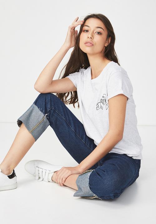 Cotton On - Tbar fox graphic T-shirt - grey