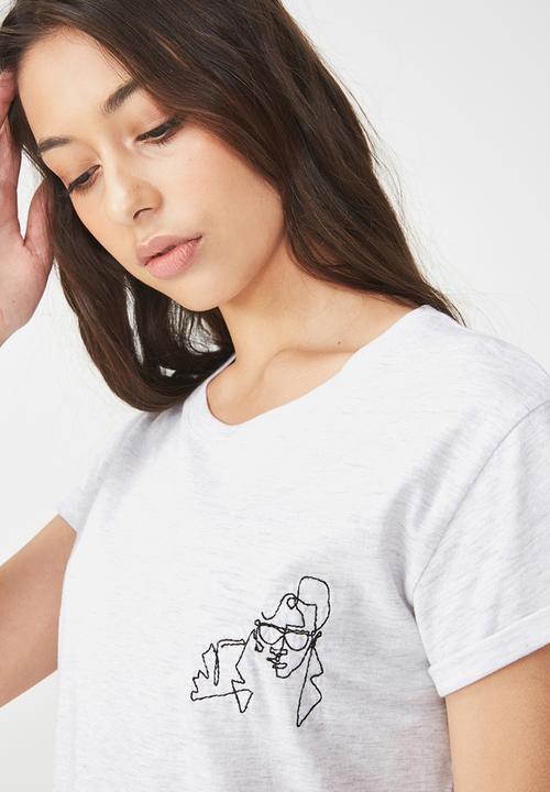 Cotton On - Tbar fox graphic T-shirt - grey
