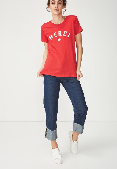 Cotton On - Tbar fox graphic T-shirt  - red