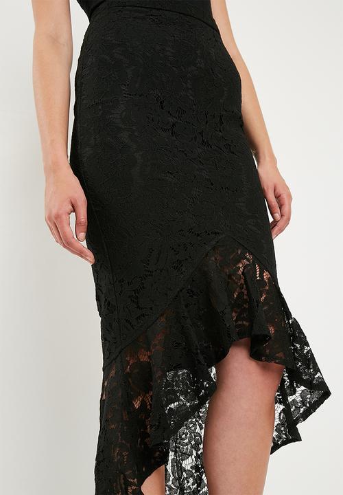 Missguided - Lace bodycon midi skirt - black
