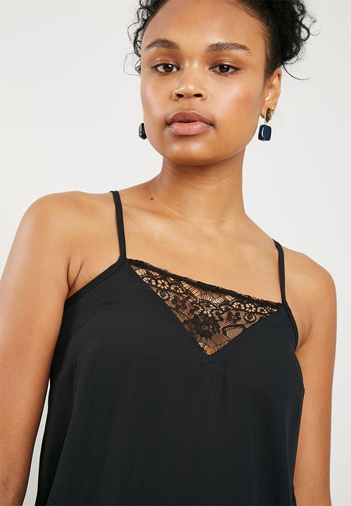 Superbalist - Cami with lace insets - Black