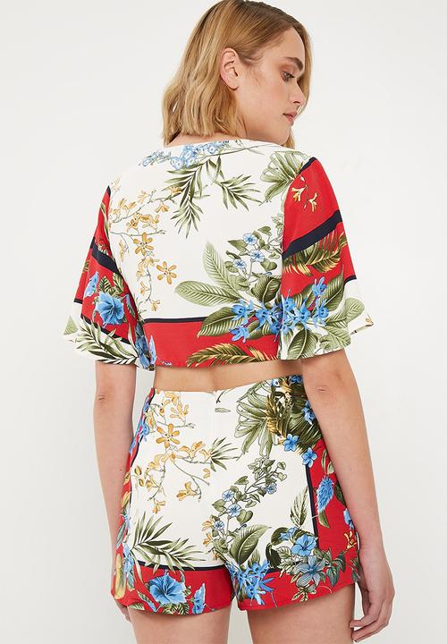 Missguided - Tie front floral top - multi