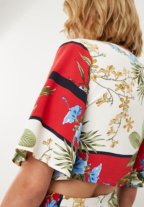 Missguided - Tie front floral top - multi