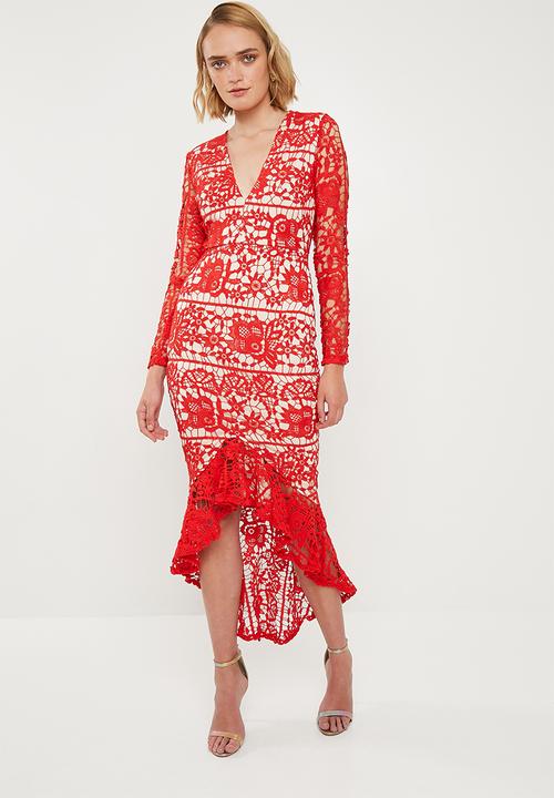 red midi occasion dress
