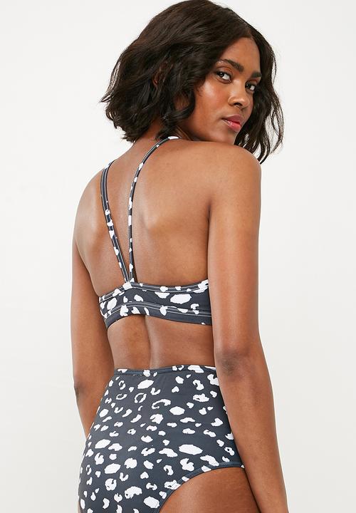 Superbalist - Bikini crop top - black & white 