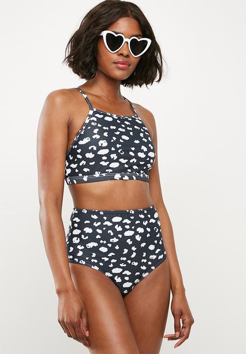 Superbalist - Bikini crop top - black & white 