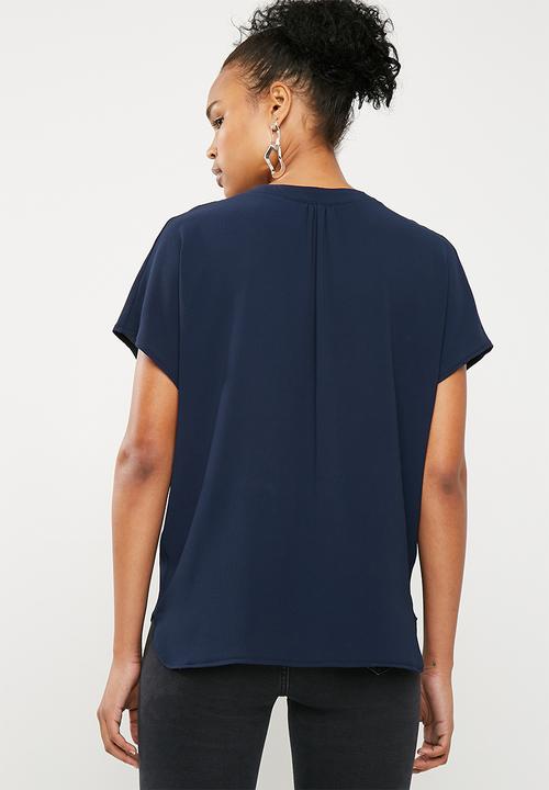 Superbalist - Mandarin collar shell top - navy 