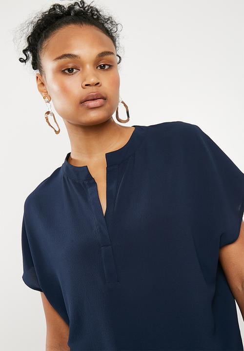 Superbalist - Mandarin collar shell top - navy 