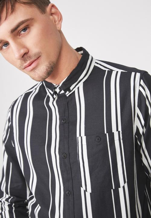 Cotton On - 91 long sleeve shirt - black & white 
