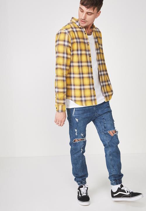 Cotton On - 91 long sleeve shirt - yellow & grey