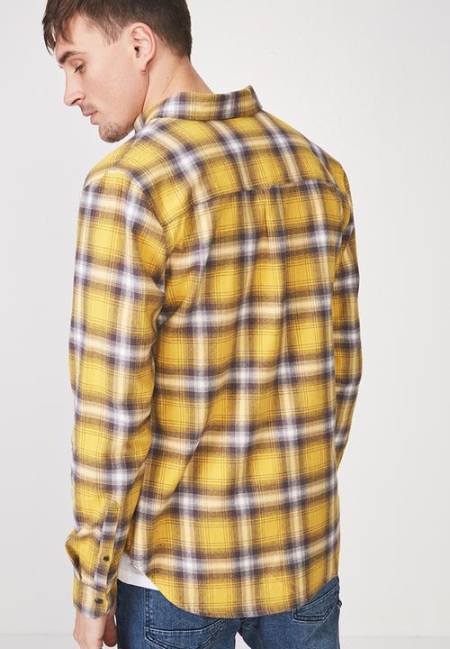 Cotton On - 91 long sleeve shirt - yellow & grey