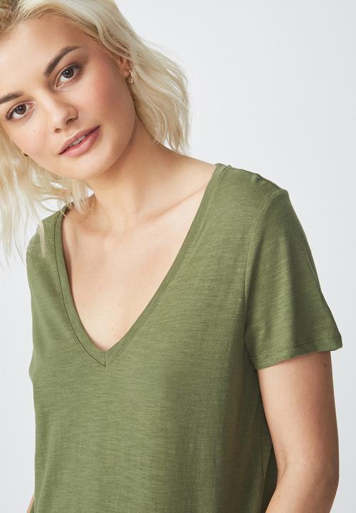 Cotton On - The deep V-neck - khaki