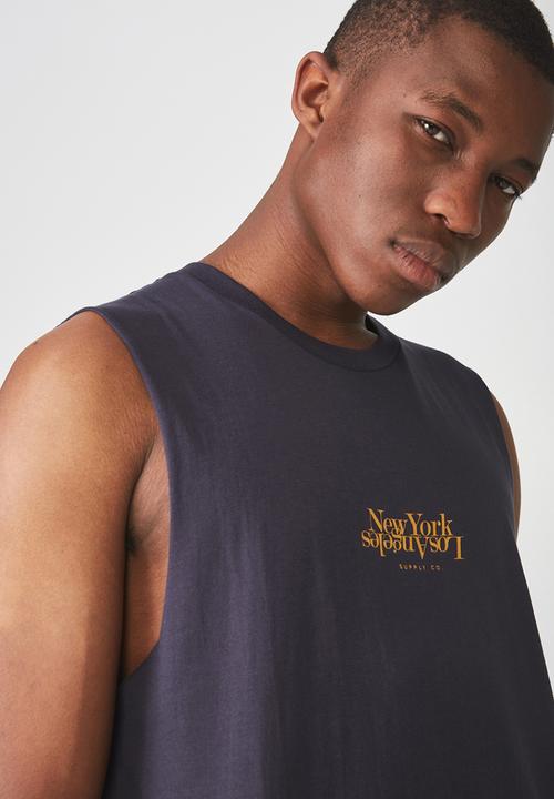 Cotton On - Tbar muscle tee - navy