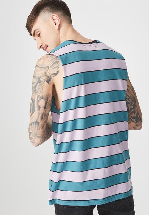 Cotton On - Tbar muscle tee - blue & pink 