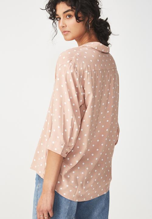 Cotton On - Bex popover shirt - pink & white 