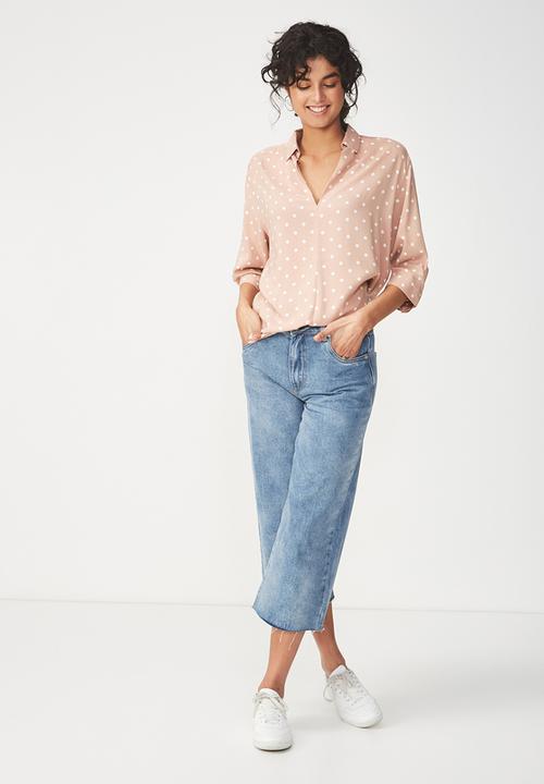 Cotton On - Bex popover shirt - pink & white 