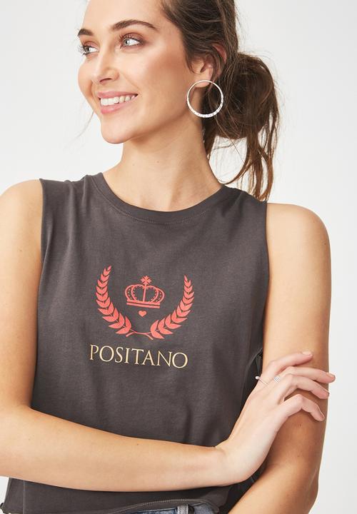 Cotton On - Tbar lola graphic tank - charcoal