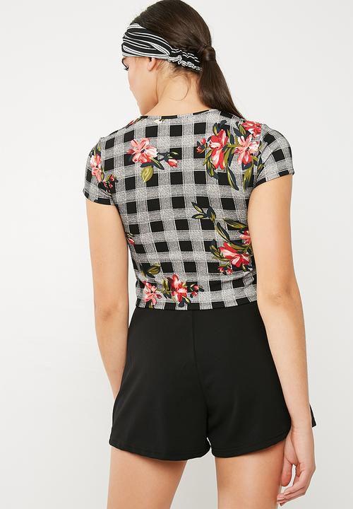 Superbalist - Fitted mock wrap front tee - multi