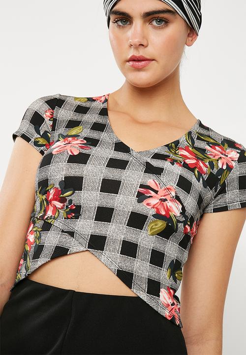 Superbalist - Fitted mock wrap front tee - multi