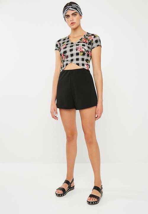 Superbalist - Fitted mock wrap front tee - multi