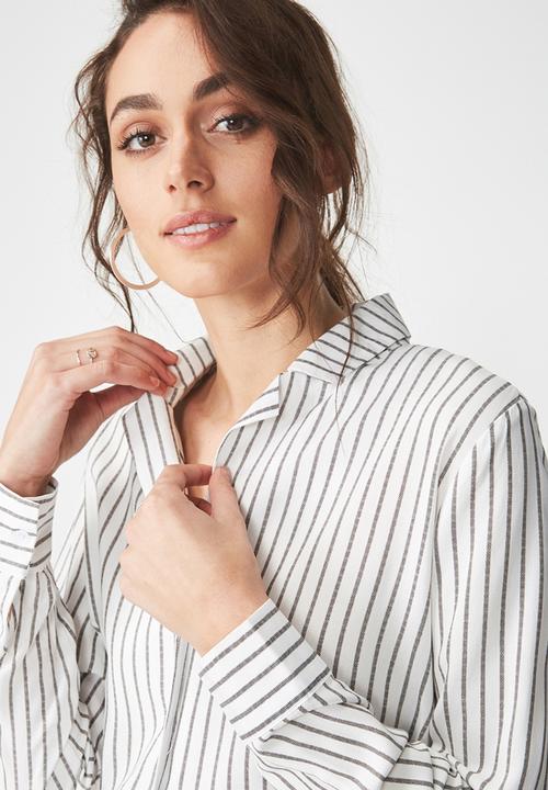 Cotton On - Suzie tie front top - black & white 