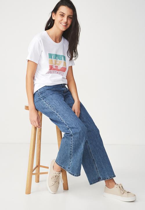 Cotton On - Tbar fox graphic T-shirt Positano - white