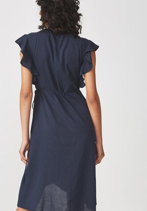 Cotton On - Woven Winnie wrap hi-low dress - navy