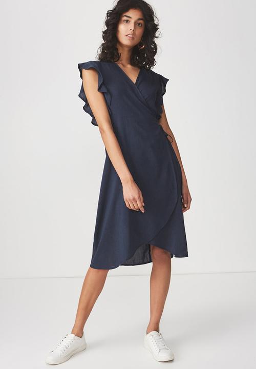 Cotton On - Woven Winnie wrap hi-low dress - navy