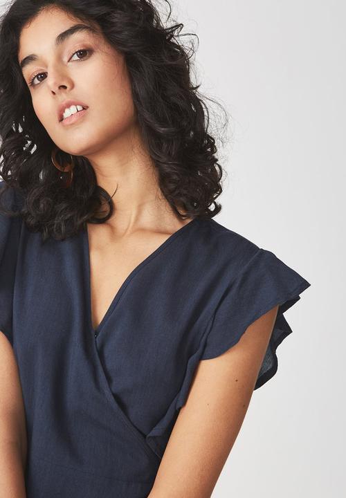 Cotton On - Woven Winnie wrap hi-low dress - navy