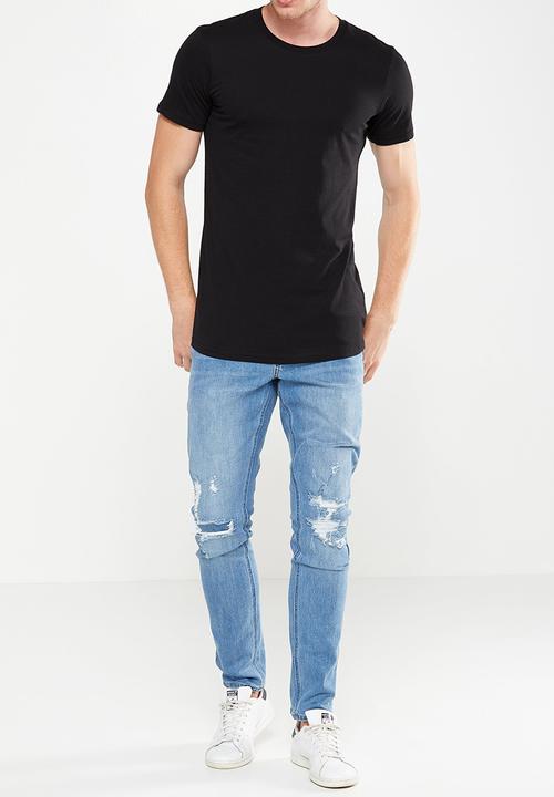 Cotton On - Essential longline curved hem tee - black 