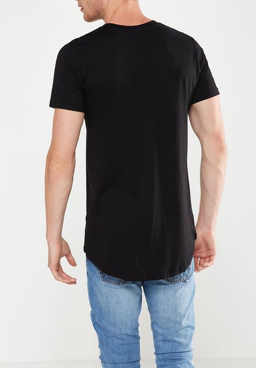 Cotton On - Essential longline curved hem tee - black 